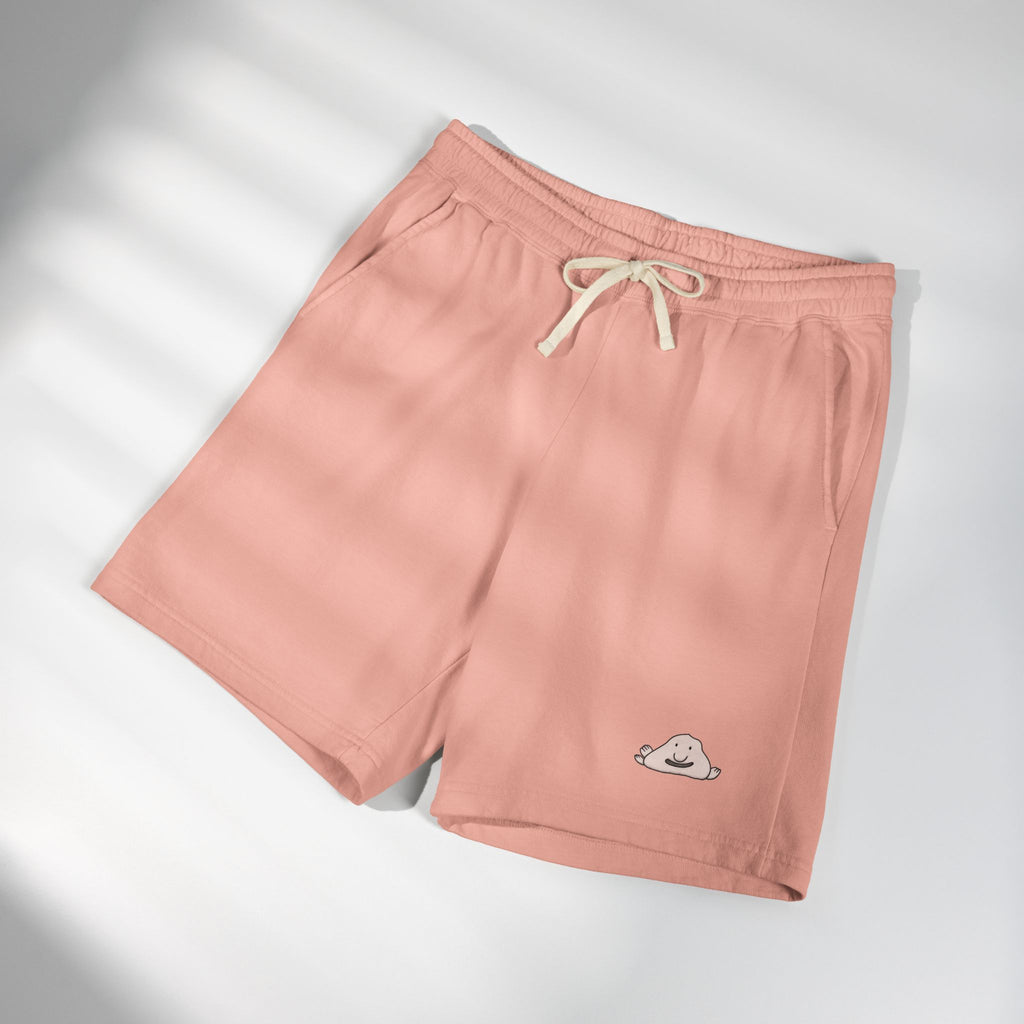 Cozy Cream Fleece Sweat Shorts with Cute Cloud Embroidery