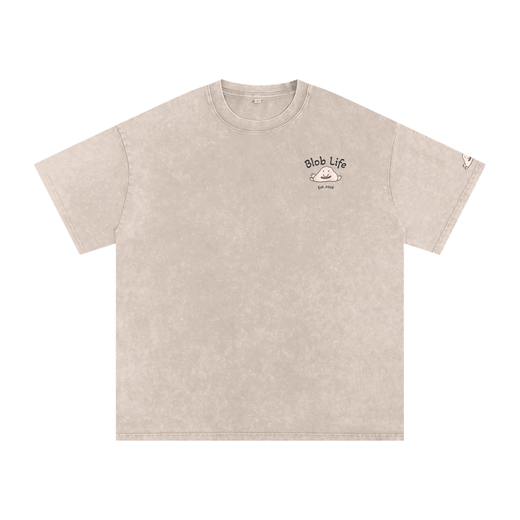 Snow Washed Oversized Cotton Blob T-Shirt